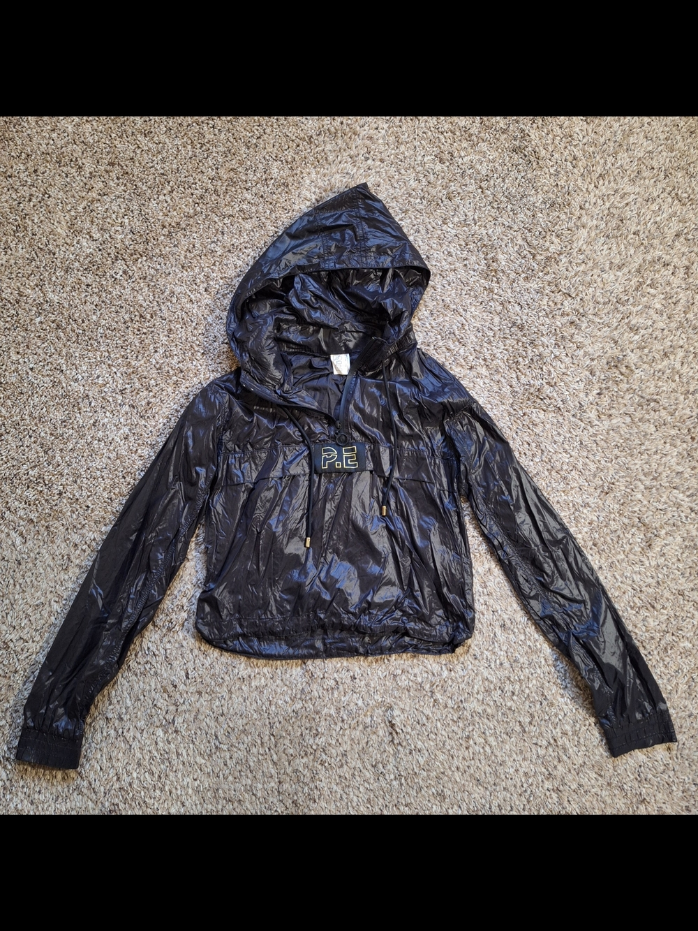 P.E Nation Black Match Point Jacket Size S Anorak Windbreaker Hooded